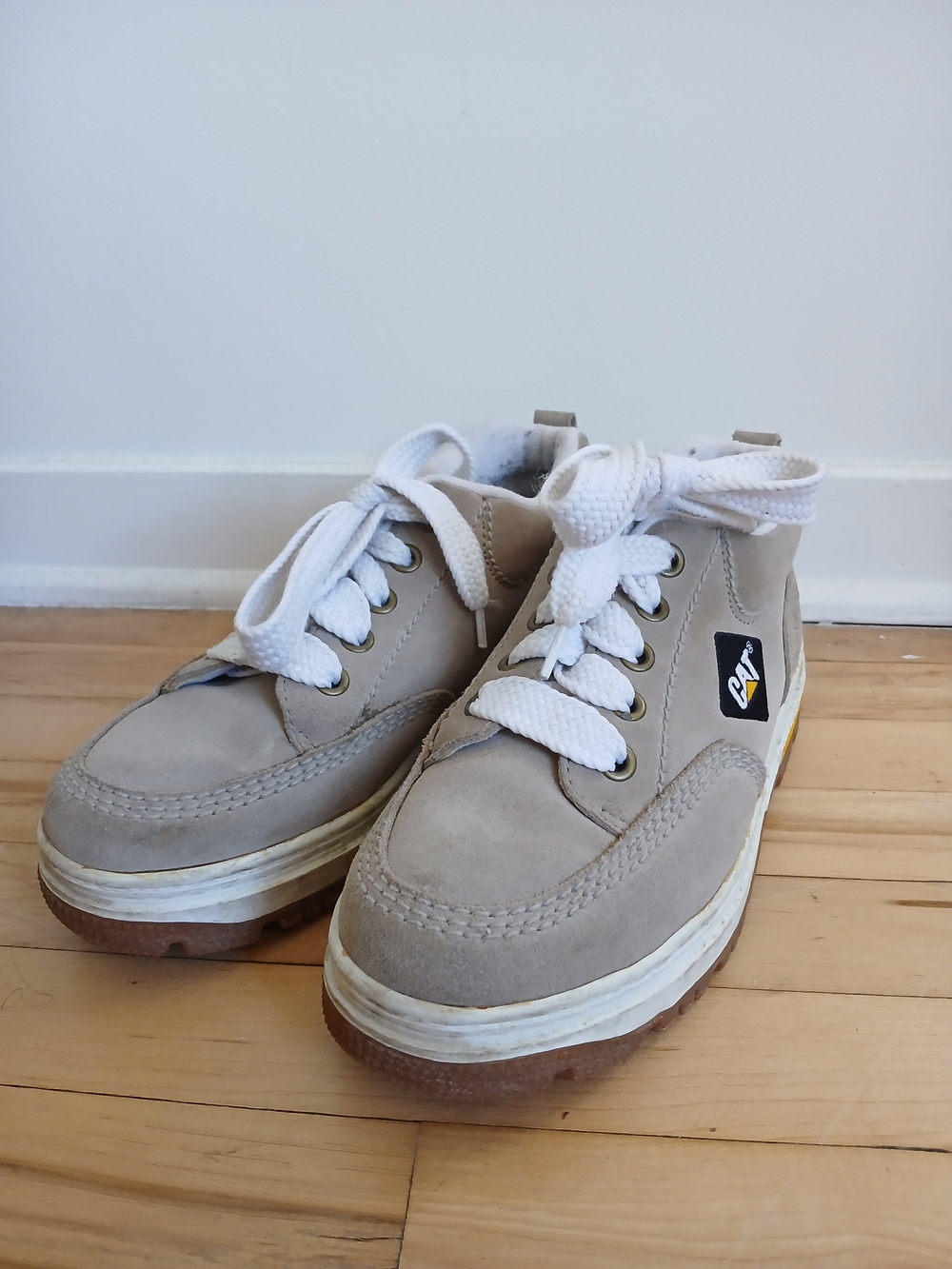 CAT Beige Platform Lace-Up Shoes